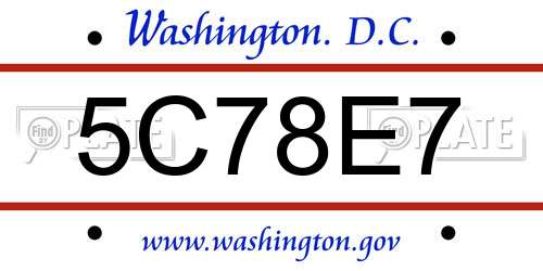 5C78E7 District Of Columbia License Plate