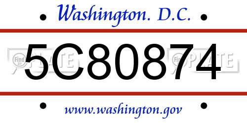5C80874 District Of Columbia License Plate