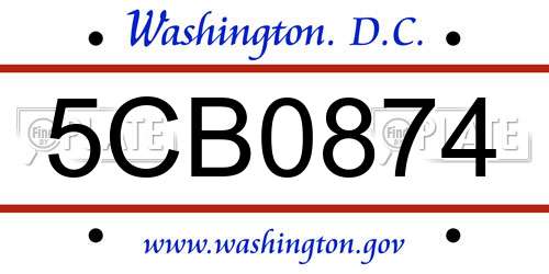 5CB0874 District Of Columbia License Plate