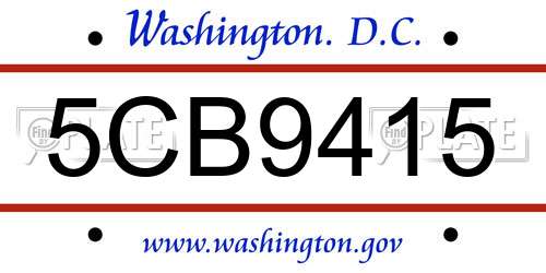 5CB9415 District Of Columbia License Plate