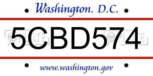 5CBD574 District Of Columbia License Plate