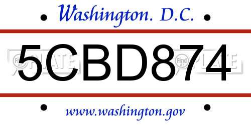 5CBD874 District Of Columbia License Plate