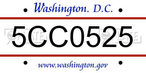 5CC0525 District Of Columbia License Plate