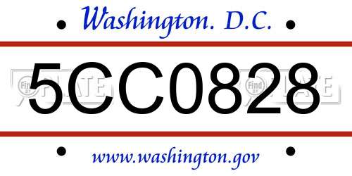 5CC0828 District Of Columbia License Plate