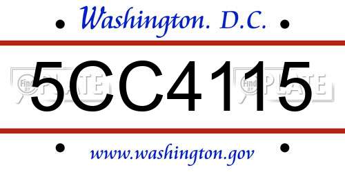 5CC4115 District Of Columbia License Plate