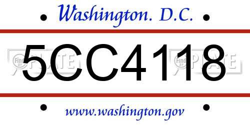 5CC4118 District Of Columbia License Plate