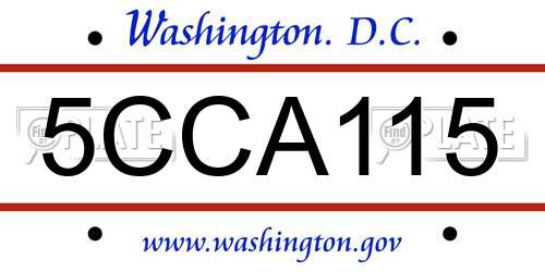 5CCA115 District Of Columbia License Plate
