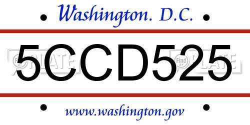 5CCD525 District Of Columbia License Plate
