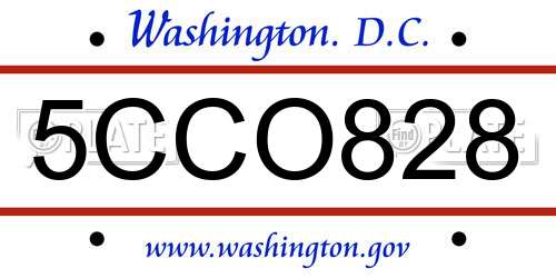 5CCO828 District Of Columbia License Plate