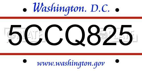5CCQ825 District Of Columbia License Plate