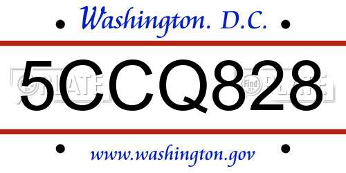 5CCQ828 District Of Columbia License Plate