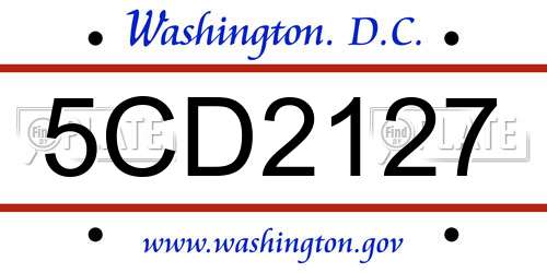 5CD2127 District Of Columbia License Plate