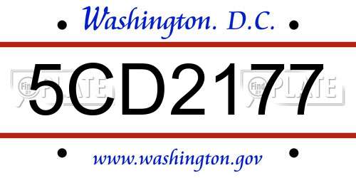 5CD2177 District Of Columbia License Plate