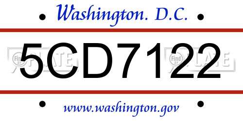 5CD7122 District Of Columbia License Plate