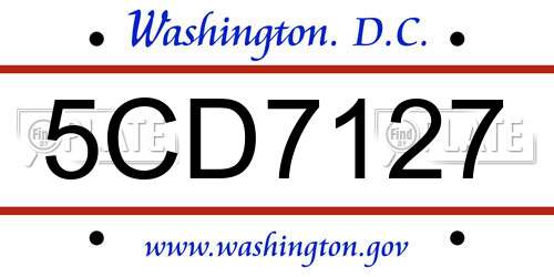 5CD7127 District Of Columbia License Plate