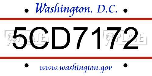 5CD7172 District Of Columbia License Plate