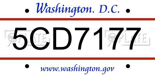 5CD7177 District Of Columbia License Plate