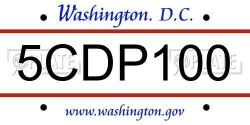 5CDP100 District Of Columbia License Plate