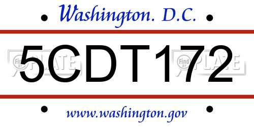 5CDT172 District Of Columbia License Plate