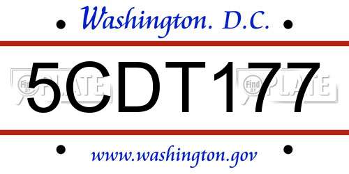 5CDT177 District Of Columbia License Plate