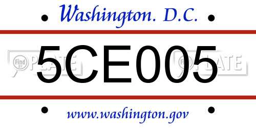 5CE005 District Of Columbia License Plate