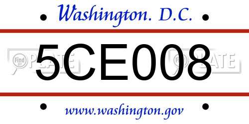 5CE008 District Of Columbia License Plate