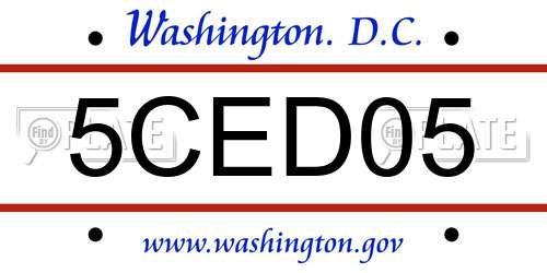 5CED05 District Of Columbia License Plate