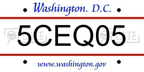5CEQ05 District Of Columbia License Plate