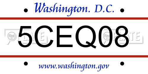 5CEQ08 District Of Columbia License Plate