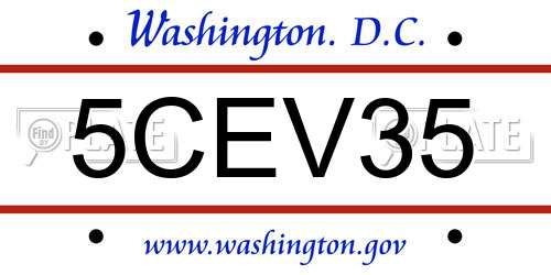 5CEV35 District Of Columbia License Plate