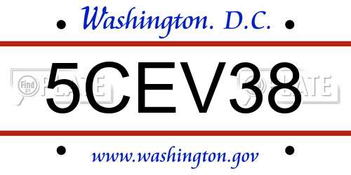 5CEV38 District Of Columbia License Plate