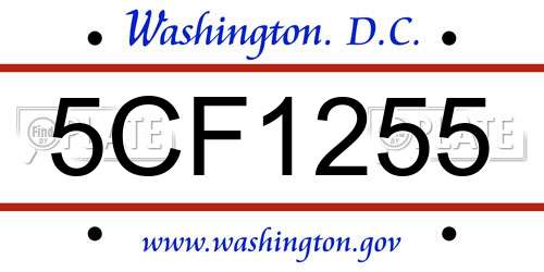5CF1255 District Of Columbia License Plate