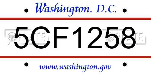 5CF1258 District Of Columbia License Plate