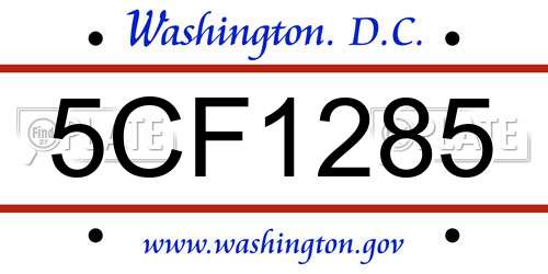 5CF1285 District Of Columbia License Plate