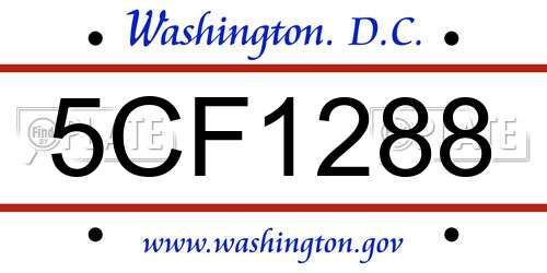5CF1288 District Of Columbia License Plate