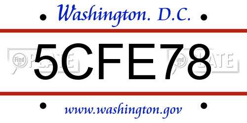 5CFE78 District Of Columbia License Plate