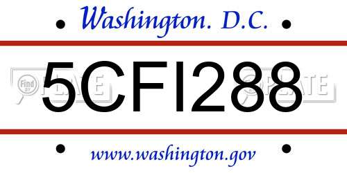 5CFI288 District Of Columbia License Plate