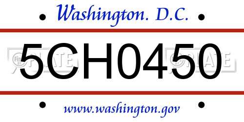 5CH0450 District Of Columbia License Plate