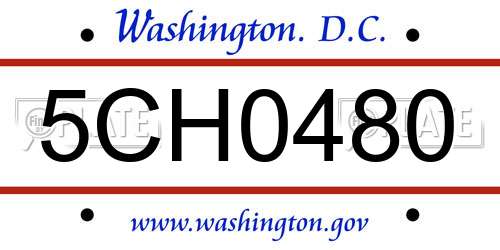 5CH0480 District Of Columbia License Plate