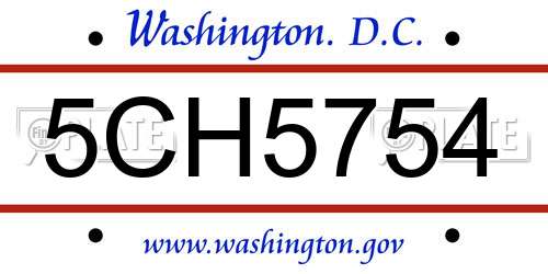 5CH5754 District Of Columbia License Plate