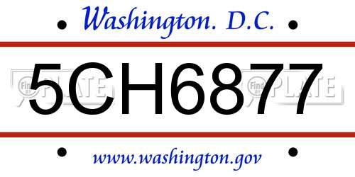 5CH6877 District Of Columbia License Plate