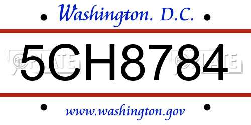 5CH8784 District Of Columbia License Plate