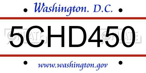 5CHD450 District Of Columbia License Plate
