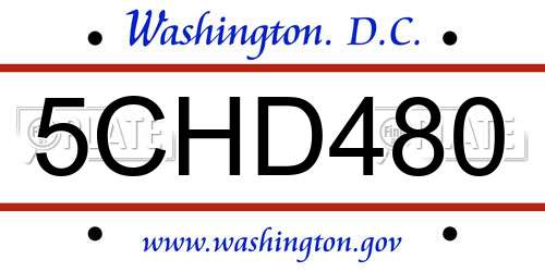 5CHD480 District Of Columbia License Plate