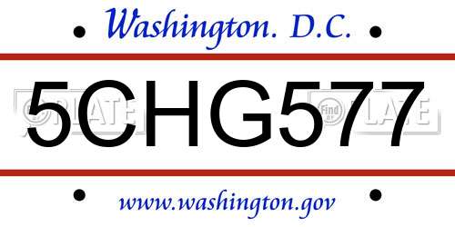 5CHG577 District Of Columbia License Plate