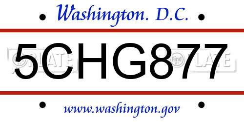 5CHG877 District Of Columbia License Plate