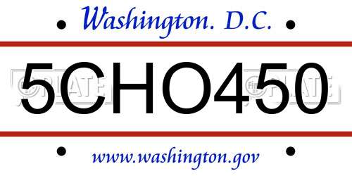 5CHO450 District Of Columbia License Plate