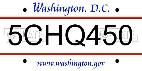 5CHQ450 District Of Columbia License Plate
