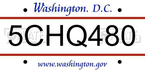 5CHQ480 District Of Columbia License Plate
