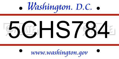 5CHS784 District Of Columbia License Plate